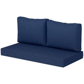 Outsunny 2 Seater Patio Furniture Cushions, Thick Outdoor Loveseat Cushions Furniture Cushions with Removable Cover