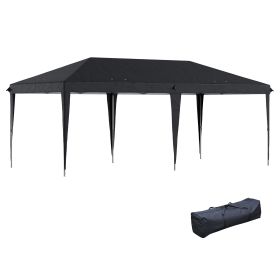 Outsunny 10x20 Pop Up Canopy, Outdoor Party Tent, Steel Frame, Black, with Carry Bag for BBQ & Events