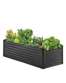Metal Raised Garden Bed 6x3x2ft Outdoor Galvanized Planter Box Dark Gray
