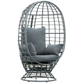 Outsunny Rotating Wicker Egg Chair with Cushions Outdoor Indoor Lounge Seat for Patio Garden