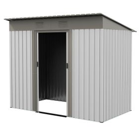 Outsunny Metal Garden Shed 7' x 3.6' Silver Secure Outdoor Storage with Dual Locking Doors & Ventilation Steel Frame