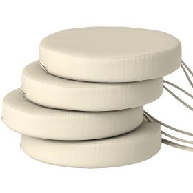Outsunny Patio Chair Cushions Set of 4 Round Seat Cushions for Dining Bistro Chairs Machine Washable, 15" x 15" x 3", Cream White