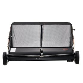 VEVOR 52 Inch Lawn Sweeper Tow Behind, 26 cu.ft. Large Pull Behind Grass Sweeper, Heavy Duty Leaf & Grass Collector with Dumping Rope Design