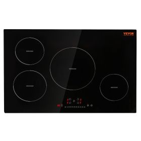 VEVOR Electric Cooktop, 4 Burners, 30'' Induction Stove Top, Built-in Magnetic Cooktop 7500W, 9 Heating Level Multifunctional Burner
