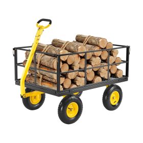 VEVOR 1400 Lbs Steel Garden Cart, Heavy Duty Pullable Garden Wagon Yard Cart