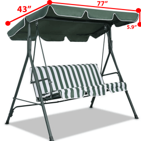 77"x43" Patio Outdoor Garden Swing 300D Canopy Replacement Porch Top Cover Seat (Color: Green)