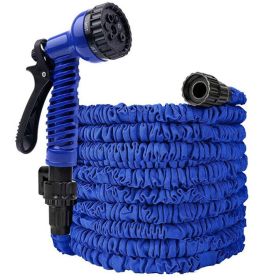 Expanding Expandable Flexible Garden Water Hose w Spray Nozzle 25, 50, 75, 100FT (Color: Blue, Item Length: 75 ft)