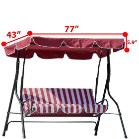 77"x43" Patio Outdoor Garden Swing 300D Canopy Replacement Porch Top Cover Seat (Color: Burgundy)