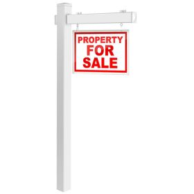 6 Feet Vinyl UPVC Real Estate Realtor Yard Sign Post (Color: White)