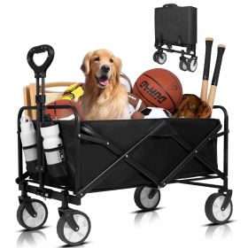 Heavy Duty Collapsible Wagon Cart - Large Capacity Foldable Beach Cart for Camping, Sports,Shopping & More , Portable & Easy to Store (Max Load: 220)