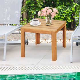 Wooden Square Patio Coffee Bistro Table (Color: Natural)