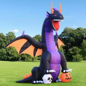 12FT Halloween Inflatables Decoration Giant Ghost with 3-Colored Flame Rotation LED Light Spooky Halloween Decorations Outdoor Blow Up Yard Decor (Color: Giant Dragon)