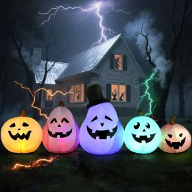 12FT Halloween Inflatables Decoration Giant Ghost with 3-Colored Flame Rotation LED Light Spooky Halloween Decorations Outdoor Blow Up Yard Decor (Color: White Pumpkin)