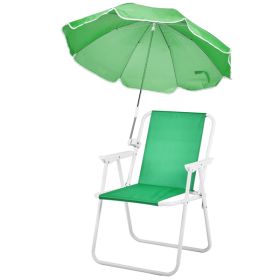 Folding Beach Chair with Umbrella for Adults, Lightweight Porable Camping Chair with 265lbs Capacity for Travel Picnic Concert & Outdoor Activiti (Color: Green)